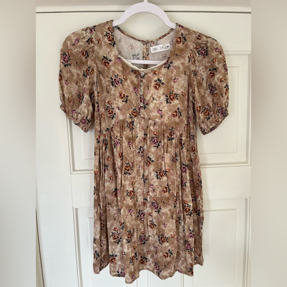 Zara Girls Floral Puff Sleeve Dress